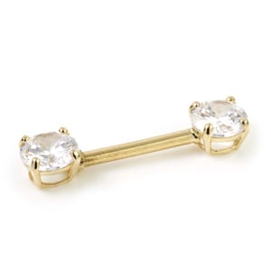 TISH LYON® Gold Forward Facing Round Gem Nipple Bar