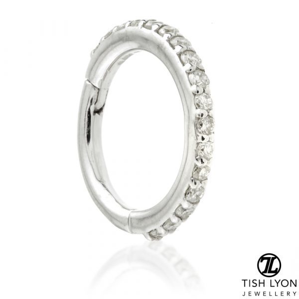 14ct Gold Diamond Pavé Eternity Hinge Ring - 1.2mm - Image 3