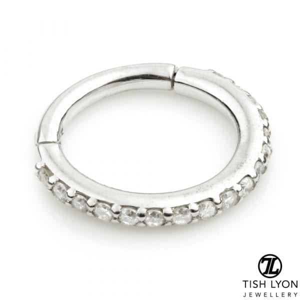 14ct Gold Diamond Pavé Eternity Hinge Ring - 1.2mm - Image 4