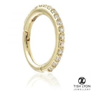 14ct Gold Diamond Pavé Eternity Hinge Ring - 1.2mm