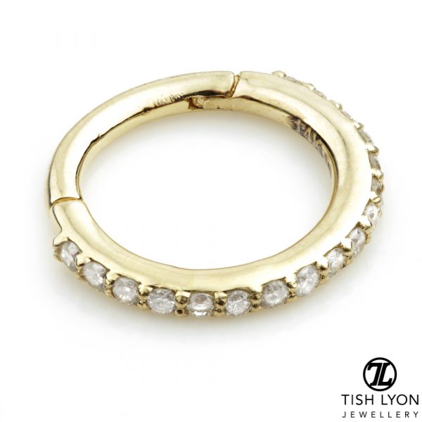 14ct Gold Diamond Pavé Eternity Hinge Ring - 1.2mm - Image 2