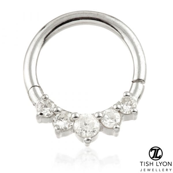 TISH LYON® - Front Facing BCR Gem Style Hinge Segment Ring - Image 4