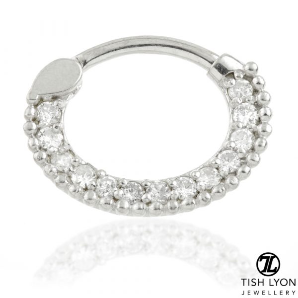 14ct Gold Diamond Pavé Daith Septum Ring - Image 2