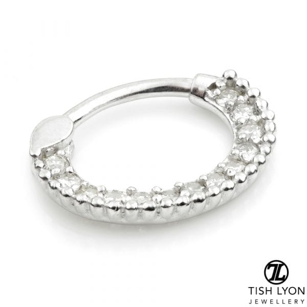 14ct Gold Diamond Pavé Daith Septum Ring - Image 3