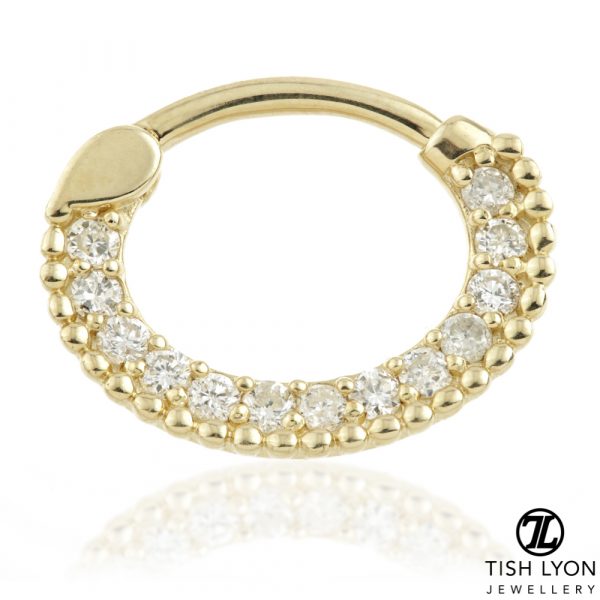 14ct Gold Diamond Pavé Daith Septum Ring - Image 4