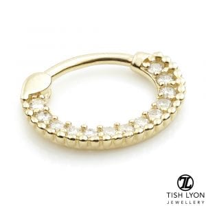 14ct Gold Diamond Pavé Daith Septum Ring
