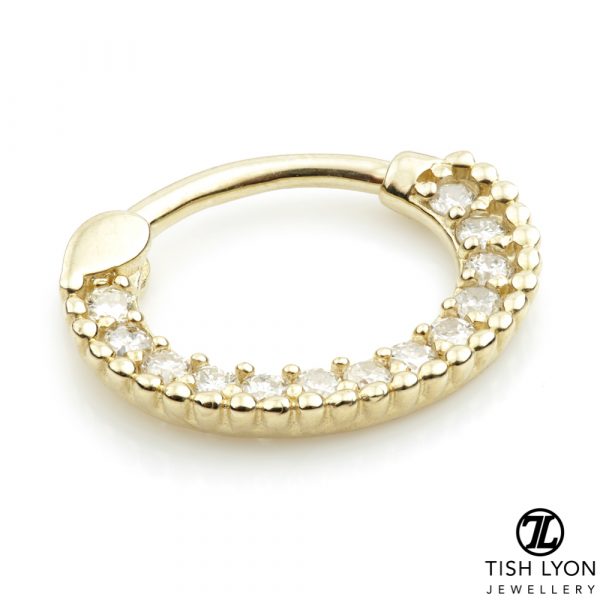 14ct Gold Diamond Pavé Daith Septum Ring