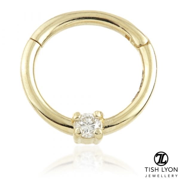 TISH LYON® – Claw Set Diamond Gold Hinge Ring - Image 2