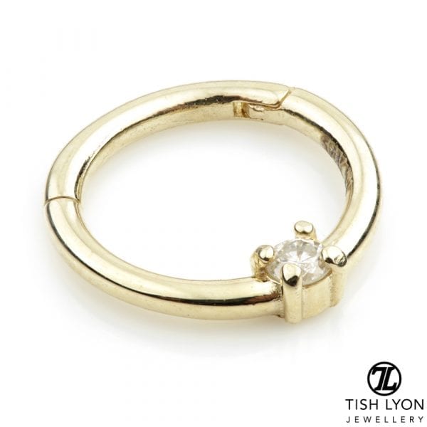 TISH LYON® – Claw Set Diamond Gold Hinge Ring