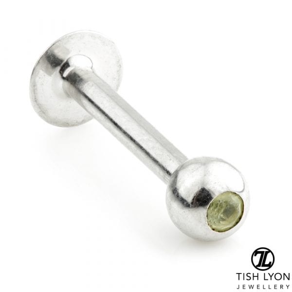 Gold Micro Gem Labret White Peridot