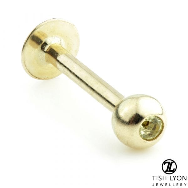 Gold Micro Gem Labret PERIDOT