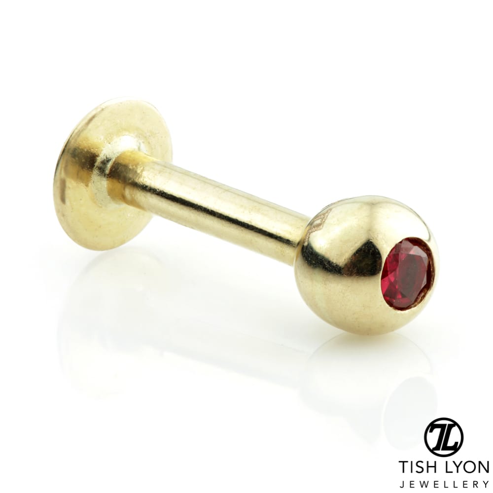 14ct Gold Micro Gem Labret 1.2mm Kara Hairdressing Barbering