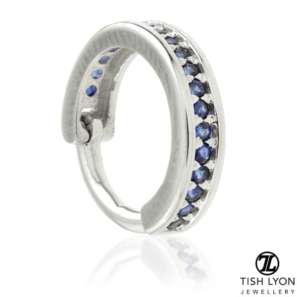 14ct White Gold Sapphire Channel Hinge Ring - 1.2 x 8mm