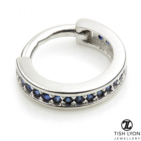 14ct White Gold Sapphire Channel Hinge Ring - 1.2 x 8mm - Image 2