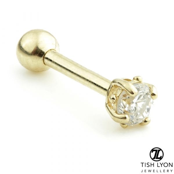 TL - 14ct Gold Facetted Amethyst Prong Microbar