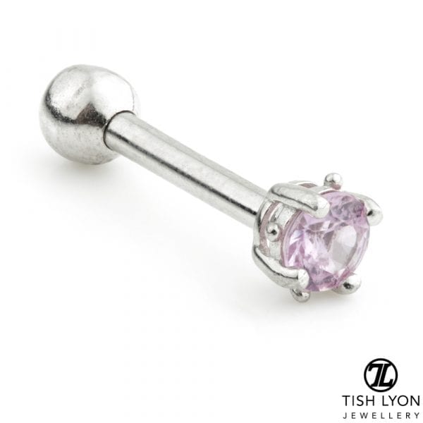 TL - 14ct Gold Facetted Amethyst Prong Microbar - Image 2