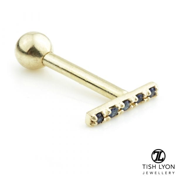 TL - 14ct Gold Pavé Sapphire Bar Microbar
