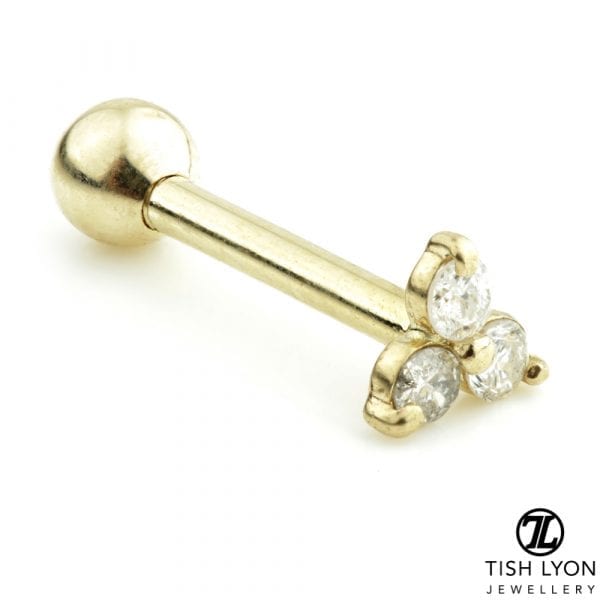 TL - 14ct Gold Diamond Trinity Microbar