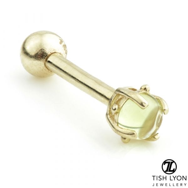 14ct Yellow or White Gold Claw Ear Cartilage Microbar - 1.2mm