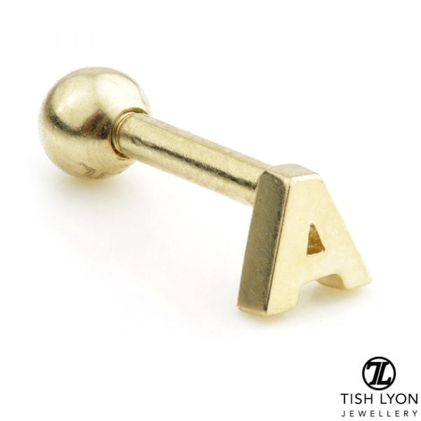 TISH LYON® 14ct White or Yellow Gold Letter 'A' Bar