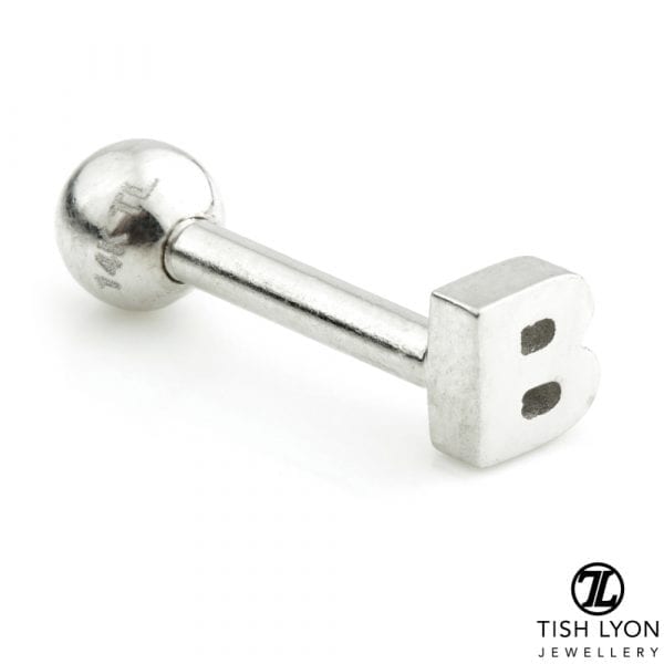 TISH LYON® 14ct White or Yellow Gold Letter 'B' Bar - Image 2