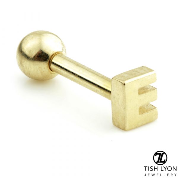 TISH LYON® 14ct White or Yellow Gold Letter 'E' Bar