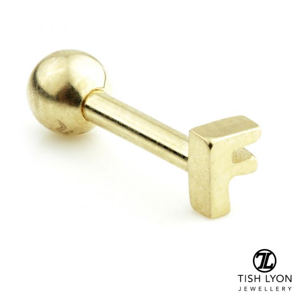 TISH LYON® 14ct White or Yellow Gold Letter 'F' Bar