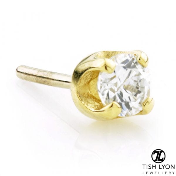 18ct Yellow Gold Claw Set Diamond Threadless Attachment
