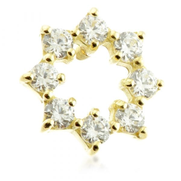 18ct Yellow Gold Open Flower Gem Internal Thread Attachment