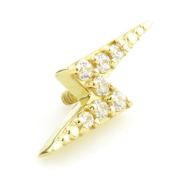 18ct Yellow Gold Jewelled Lightening Blot Internal Thread Attachment