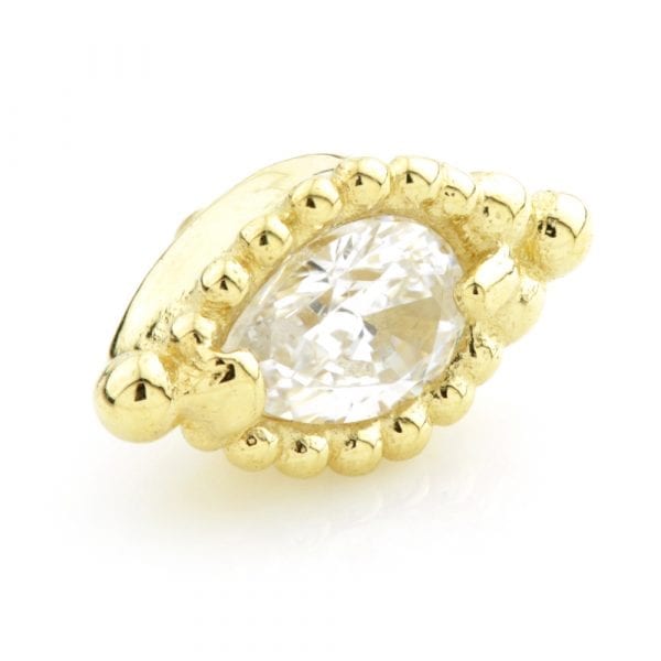 18ct Yellow Gold Milli Grain Marquese Gem Internal Thread Attachment