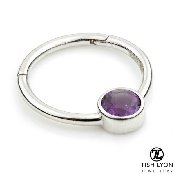 Gold Daith Amethyst Hinge Ring