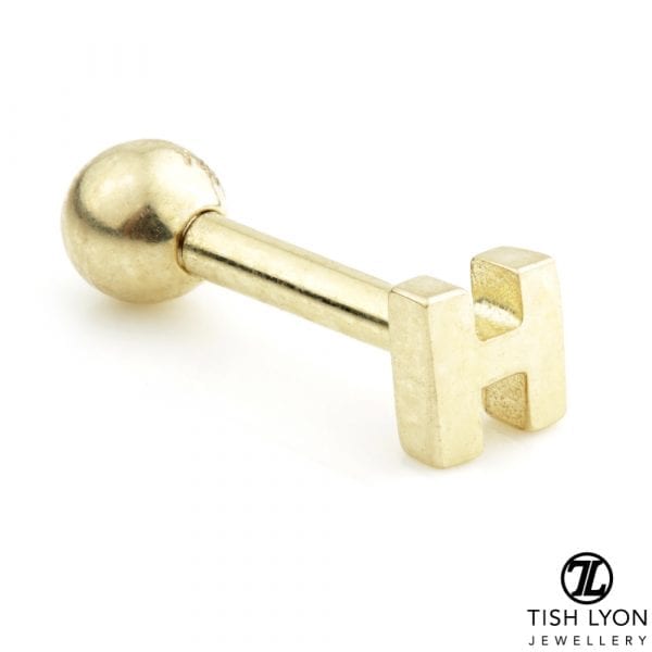TISH LYON® 14ct White or Yellow Gold Letter 'H' Bar