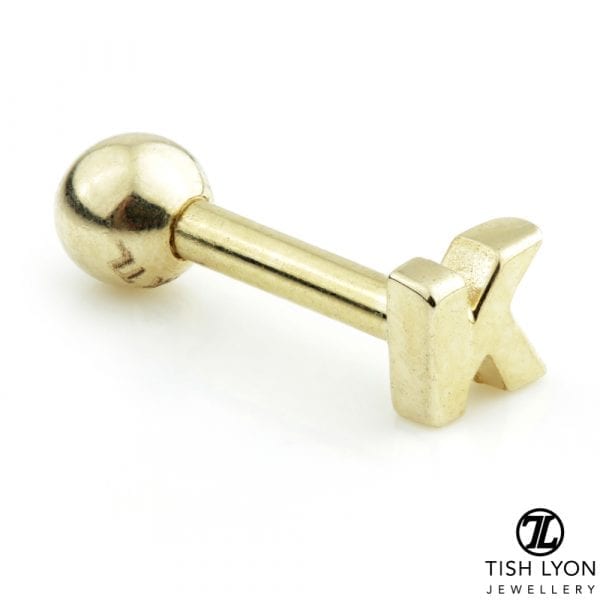 TISH LYON® 14ct White or Yellow Gold Letter 'K' Bar