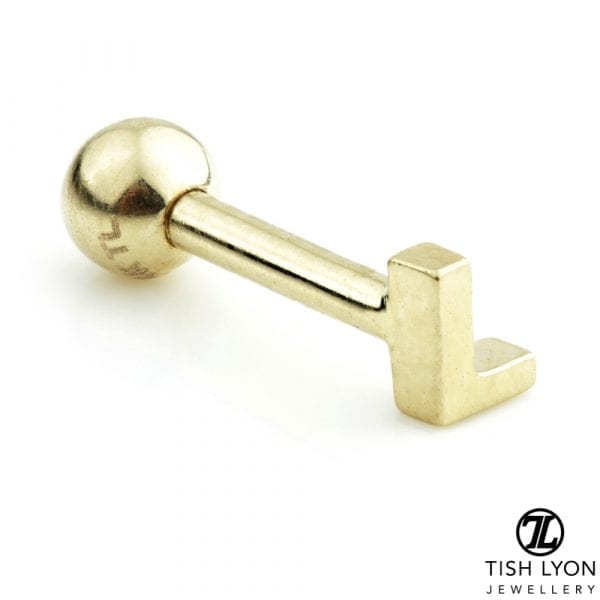 TISH LYON® 14ct White or Yellow Gold Letter 'L' Bar