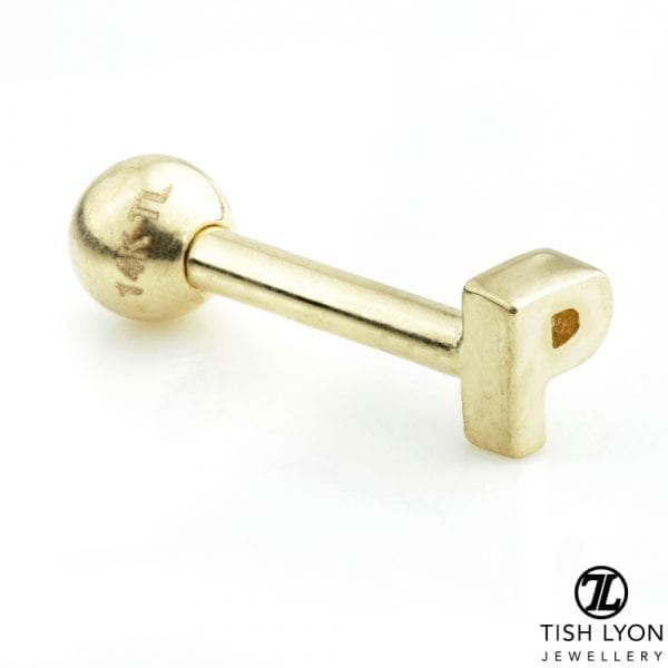 TISH LYON® 14ct White or Yellow Gold Letter 'P' Bar