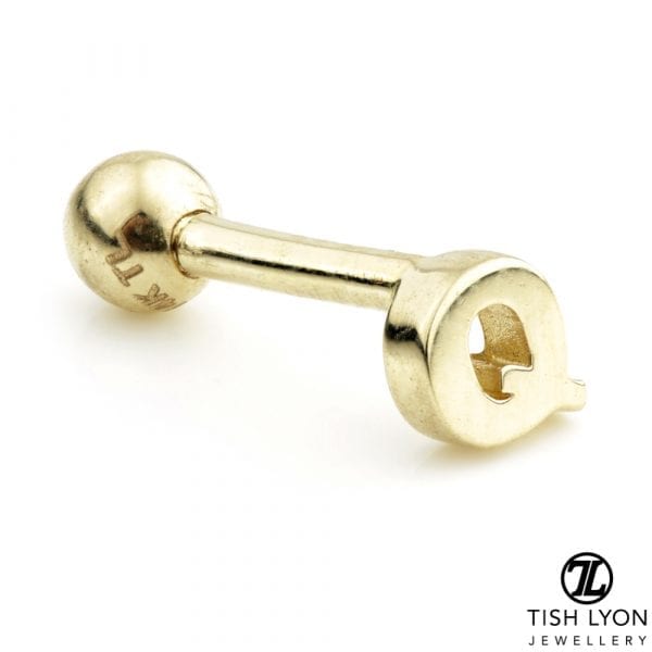 TISH LYON® 14ct White or Yellow Gold Letter 'Q' Bar