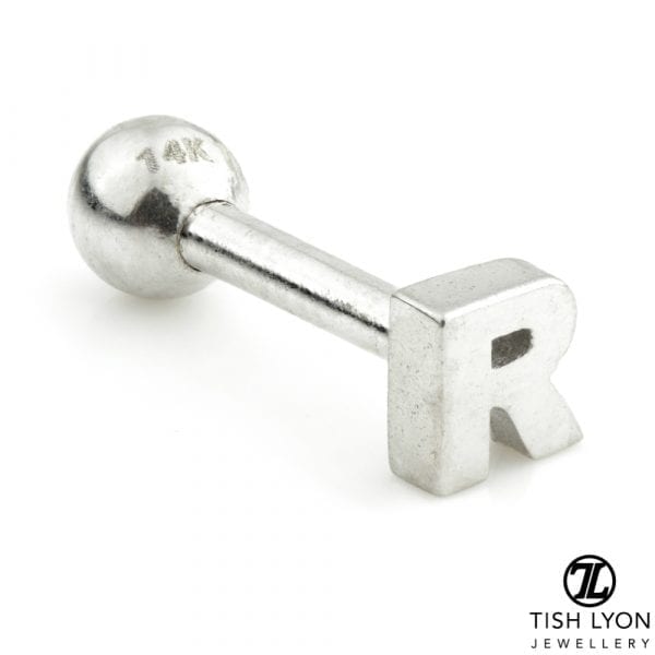 TISH LYON® 14ct White or Yellow Gold Letter 'R' Bar - Image 2