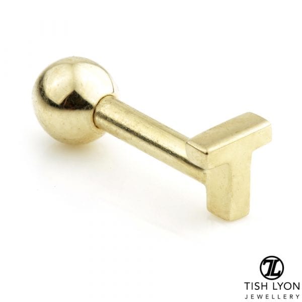 TISH LYON® 14ct White or Yellow Gold Letter 'T' Bar
