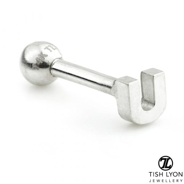 TISH LYON® 14ct White or Yellow Gold Letter 'U' Bar - Image 2