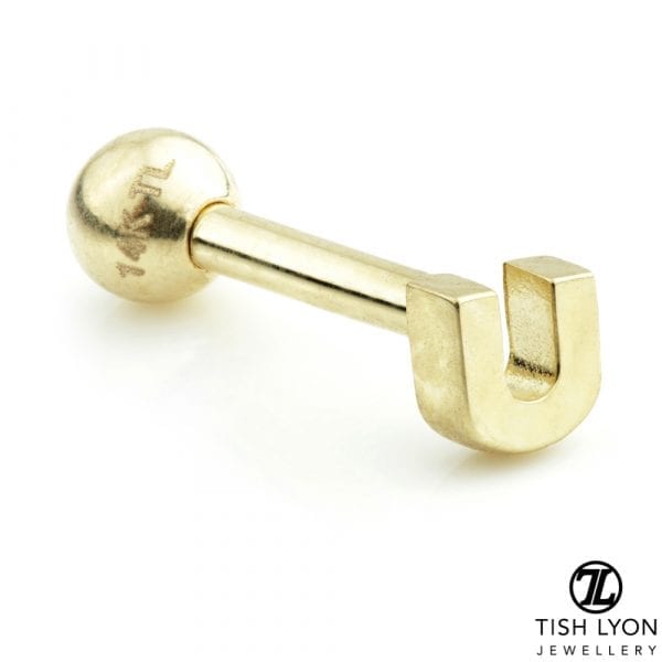 TISH LYON® 14ct White or Yellow Gold Letter 'U' Bar