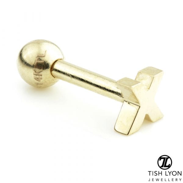 TISH LYON® 14ct White or Yellow Gold Letter 'X' Bar