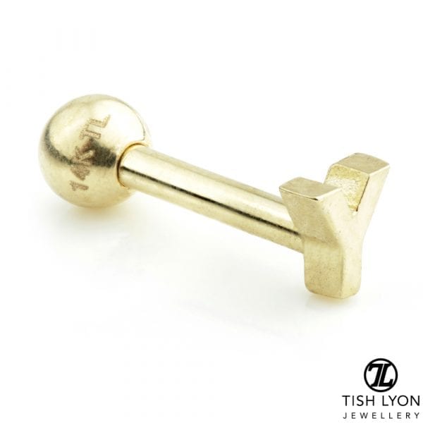 TISH LYON® 14ct White or Yellow Gold Letter 'Y' Bar