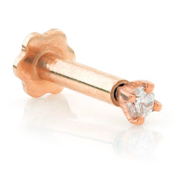 Gold Diamond Solitaire Internal Labret