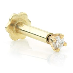 14ct Gold Diamond Solitaire Internal Labret