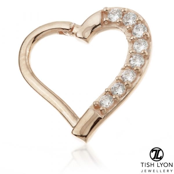 9ct or 14ct Gold Gem Hinge Heart Ring - Image 5