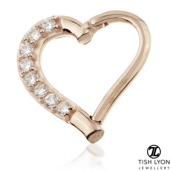 9ct or 14ct Gold Gem Hinge Heart Ring