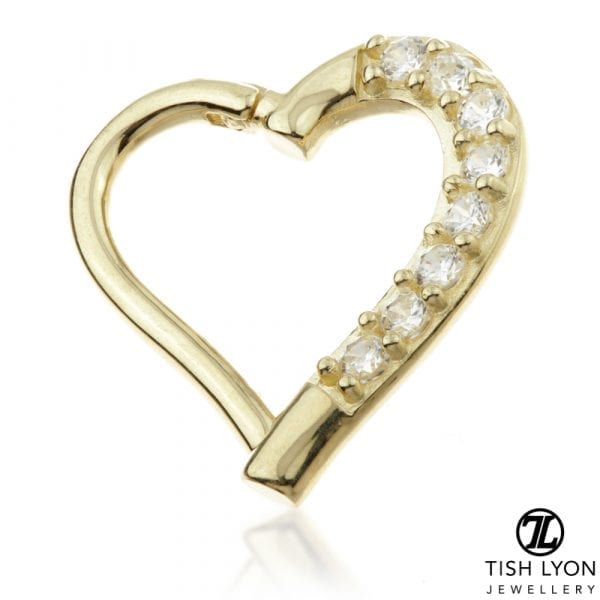 9ct or 14ct Gold Gem Hinge Heart Ring - Image 3