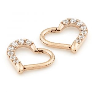 Rose Gold Steel Multi GEM HINGE HEART RING