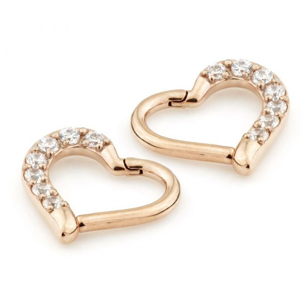 Rose Gold Steel Multi GEM HINGE HEART RING